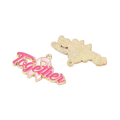 Breast Cancer Awareness Ribbon Zinc Alloy Enamel Pendants ENAM-I079-02G-01-1