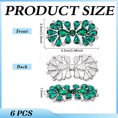 6Pcs Flower Glass Rhinestone Cabochons DIY-FG0010-18D-1