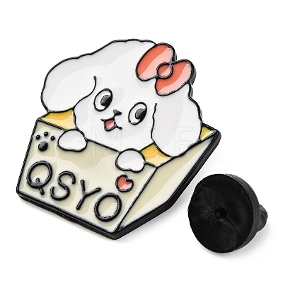 Cartoon Dog with Box Enamel Pins JEWB-S024-04C-1