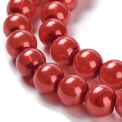 Baking Paint Pearlized Glass Pearl Round Bead Strands LS-HY-XCP0001-13C-1