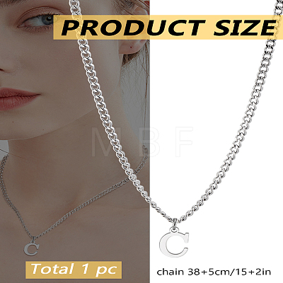 1Pc 304 Stainless Steel Letter Pendant Necklaces NJEW-LP0001-33C-P-1