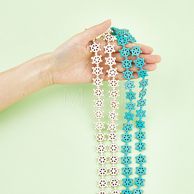 4 Strands 2 Colors Ocean Theme Synthetic Turquoise Beads Strands G-FH0001-93-1