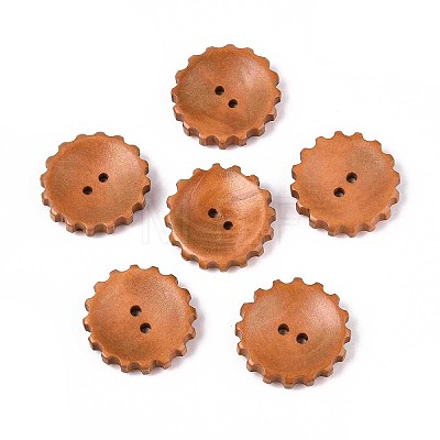 Spray Painted Natural Wood Buttons WOOD-T032-34C-1