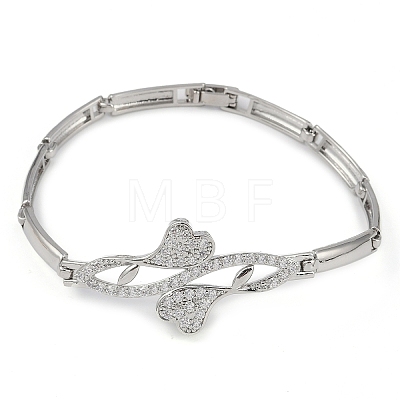 Rack Plating Brass Micro Pave Clear Cubic Zirconia Link Chain Bracelets BJEW-Z069-02P-02-1