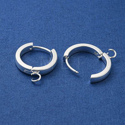 201 Stainless Steel Huggie Hoop Earrings Findings STAS-A167-01N-S-1