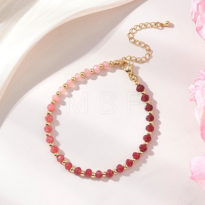 Brass & Dyed Natural Malaysia Jade Rondelle Beaded Bracelets for Women BJEW-JB13323-01-1
