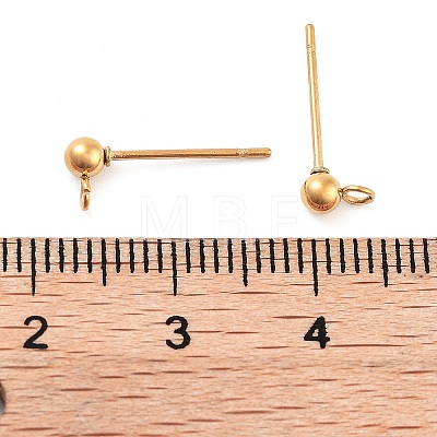 Ion Plating(IP) 304 Stainless Steel Ball Post Stud Earring Findings STAS-E163-44G-01-1