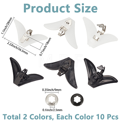 20Pcs 2 Colors Plastic & Iron Triangle Bow Tie Clips FIND-CY0002-36-1