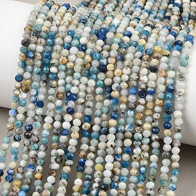 Natural Blue Azurite in Calcite Beads Strands G-P618-3mm-01-1