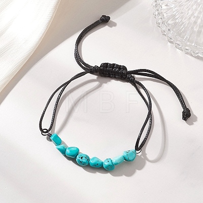 Natural Turquoise Chip Beads Link Bracelets BJEW-JB13310-01-1