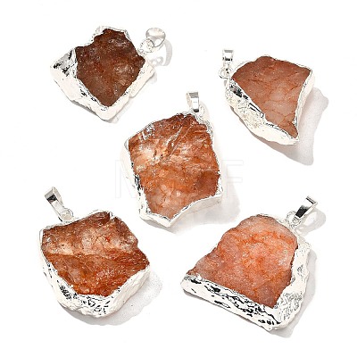 Raw Rough Natural Dyed Quartz Crystal Pendants G-G895-05S-02-1