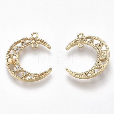 Brass Micro Pave Cubic Zirconia Peg Bails Links/Connercots KK-S356-047G-NF-1