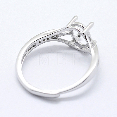 Rhodium Plated 925 Sterling Silver Finger Ring Components STER-G027-17P-1