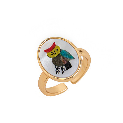 Brass & Shell Cuff Open Rings FS-WGBC7E6-03-1
