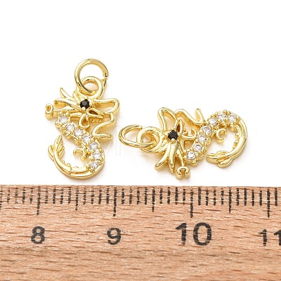Brass Micro Pave Black Cubic Zirconia Charms CU-E003-18G-18-1