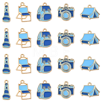 20Pcs 5 Styles Camping Equipment Series Alloy Enamel Pendants FIND-YW0007-13B-1