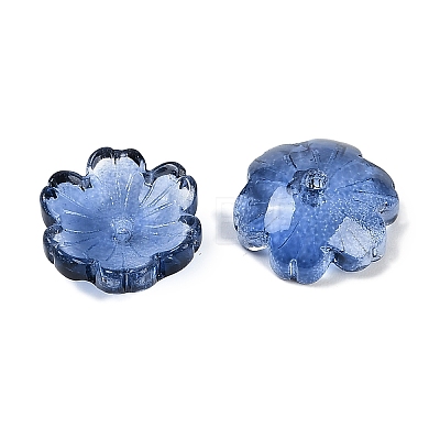 Transparent Spray Paint Glass Bead Caps GLAA-H035-04D-1