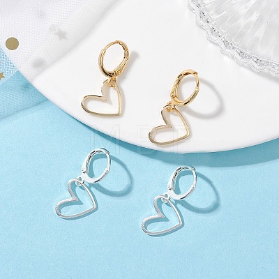 Brass Heart Pendants Leverback Earrings EJEW-JE06900-1