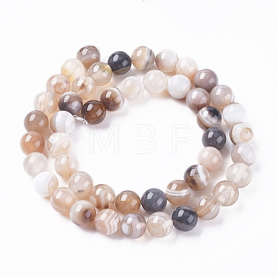 Natural Striped Agate/Banded Agate Beads Strands G-G582-6mm-57-1