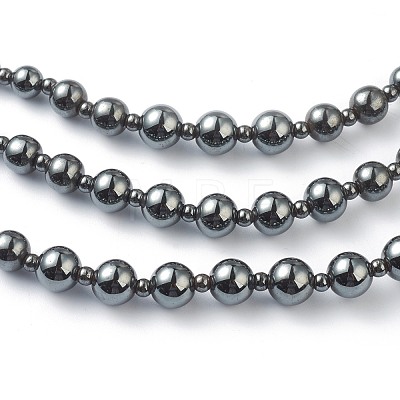 Non-Magnetic Synthetic Hematite Beades 3 Layer Necklaces NJEW-J058-02-1