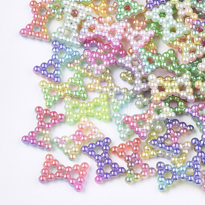 Rainbow ABS Plastic Imitation Pearl Links OACR-T015-03-07-1