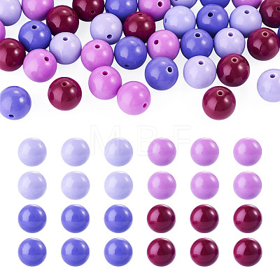 40Pcs 4 Colors Opaque Acrylic Beads MACR-TA0002-97B-1