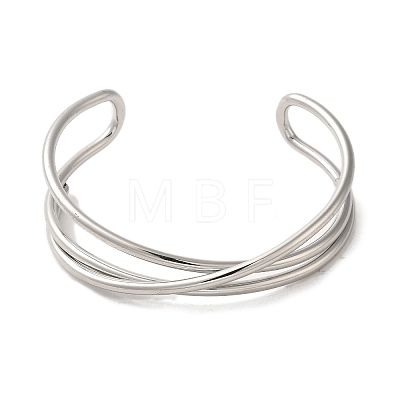 304 Stainless Steel Wire Wrap Cuff Bangles BJEW-Q773-06B-P-1