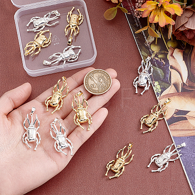 12Pcs 2 Colors Rack Plating Brass Pendants KK-GA0002-55-1