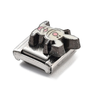 Rabbit 304 Stainless Steel Enamel Connector Charms STAS-L023-006F-1