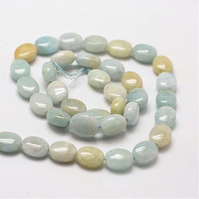 Oval Natural Aquamarine Bead Strands G-O139-02C-1