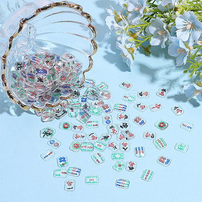 200Pcs Mahjong Resin Cabochons MRMJ-WH0089-40-1