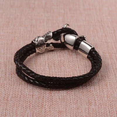 Braided Leather Cord Bracelets X-BJEW-L605-38-1