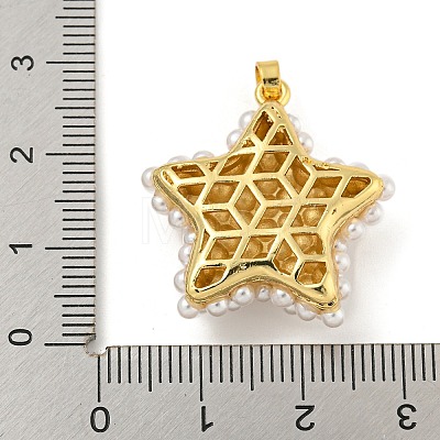 Rack Plating Brass & ABS Plastic Imitation Pearl Pendants KK-N255-03C-G-RS-1