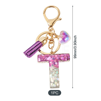 Alloy Resin Heart Keychains KEYC-TADJ0002-01G-T-1