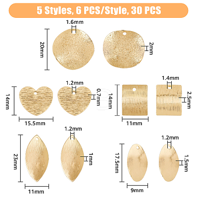 30Pcs 5 Style Brass Pendants KK-FH0005-03-1