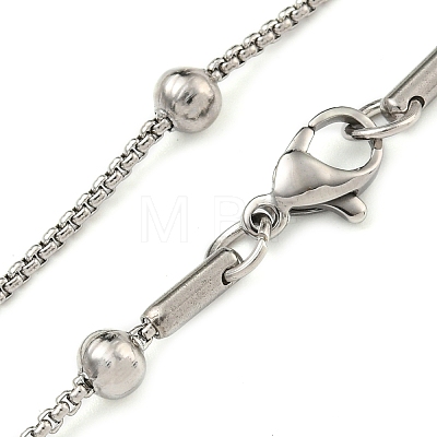 Non-Tarnish 304 Stainless Steel Box Chain Round Link Necklaces NJEW-P315-02B-P-1