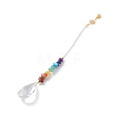 Glass Teardrop Chandelier Pendant Decorations HJEW-JM00856-1