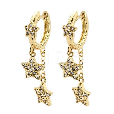 Brass Micro Pave Clear Cubic Zirconia Huggie Hoop Earrings EJEW-K083-43G-1