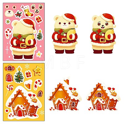 6Pcs Christmas Theme Cartoon Paper Stickers DIY-P085-14B-1