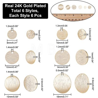 36Pcs 6 Style Brass Pendants KK-HY0001-30-1