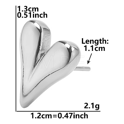 Stylish 304 Stainless Steel Heart Stud Earrings for Women IH1399-3-1