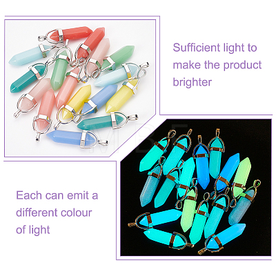 16Pcs 8 Colors Synthetic Luminous Stone Pendants FIND-CA0005-30-1
