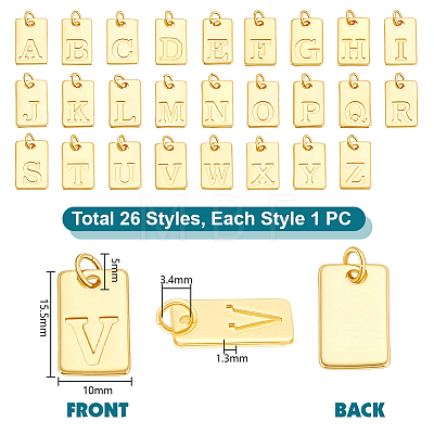 26Pcs 26 Styles Brass Pendants KK-PH0014-87-1