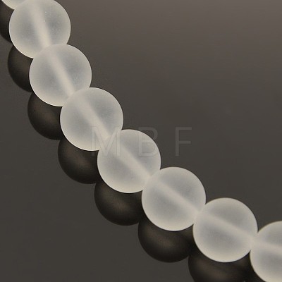 Frosted Transparent Round Glass Beads Strands X-FGLA-P002-8mm-03-1
