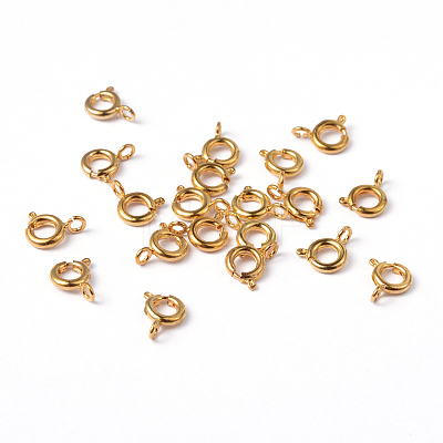 Golden Tone Jewelry Components Brass Spring Ring Clasps X-EC095-G-1
