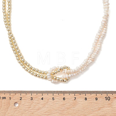 Natural Freshwater Pearl Potato with Electroplated Synthetic Non-magnetic Hematite Beaded 2-Strand Necklaces for Women NJEW-JN05955-1