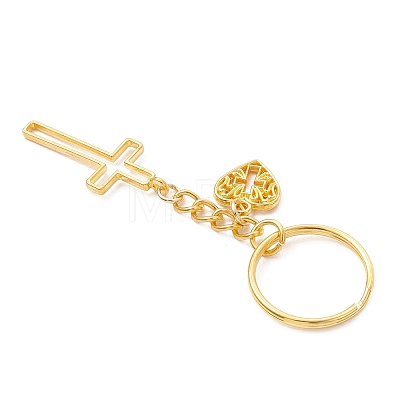 Cross with Heart Alloy Keychains KEYC-JKC01456-1