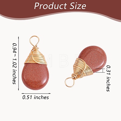 6Pcs 6 Styles Natural & Synthetic Gemstone Brass Pendants G-SZ0002-11-1