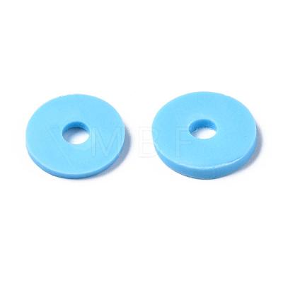 Flat Round Handmade Polymer Clay Beads CLAY-R067-12mm-36-1