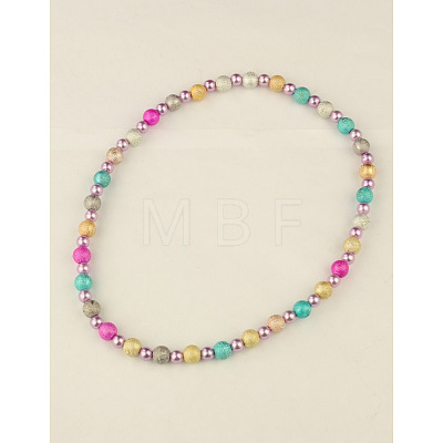 Fashion Imitation Acrylic Pearl  Stretchy Necklaces for Kids NJEW-JN00428-05-1
